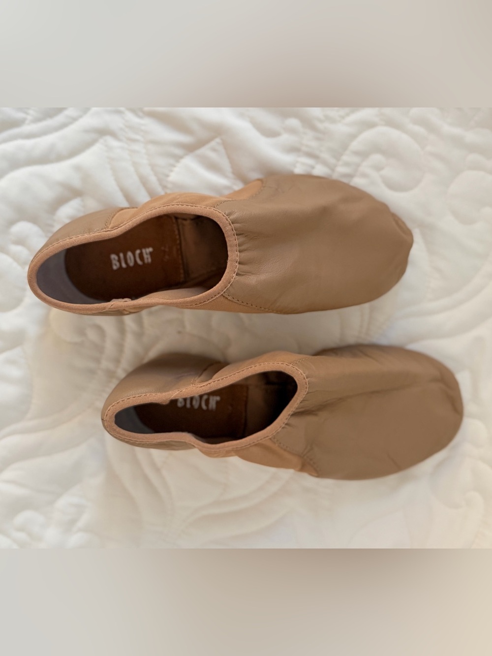 Bloch Jazz shoes, Tan Leather Slip-On Jazz Dance Shoes Split Sole